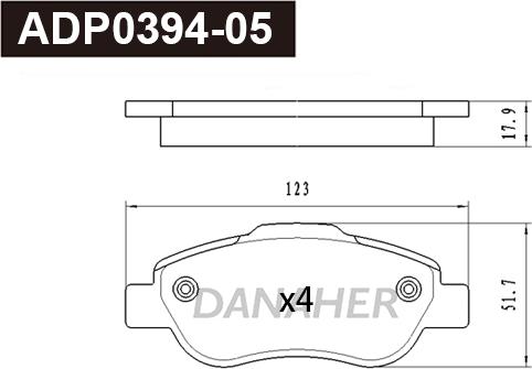 Danaher ADP0394-05 - Kit pastiglie freno, Freno a disco autozon.pro