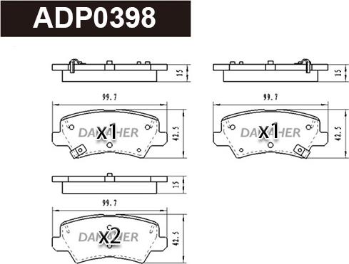 Danaher ADP0398 - Kit pastiglie freno, Freno a disco autozon.pro