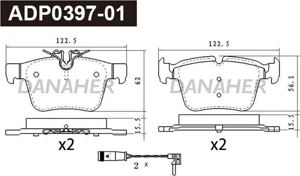 Danaher ADP0397-01 - Kit pastiglie freno, Freno a disco autozon.pro