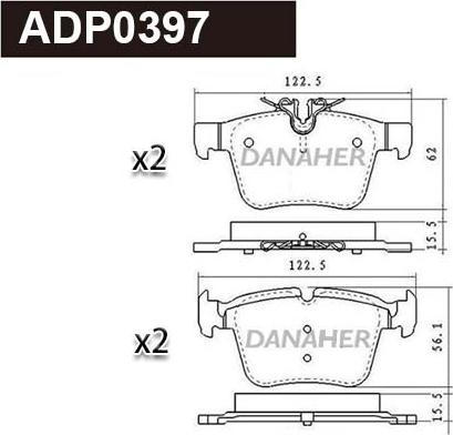 Danaher ADP0397 - Kit pastiglie freno, Freno a disco autozon.pro