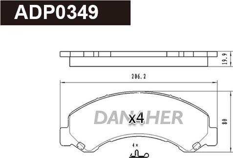 Danaher ADP0349 - Kit pastiglie freno, Freno a disco autozon.pro