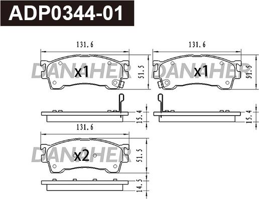 Danaher ADP0344-01 - Kit pastiglie freno, Freno a disco autozon.pro