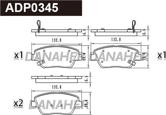 Danaher ADP0345 - Kit pastiglie freno, Freno a disco autozon.pro