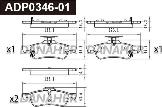 Danaher ADP0346-01 - Kit pastiglie freno, Freno a disco autozon.pro