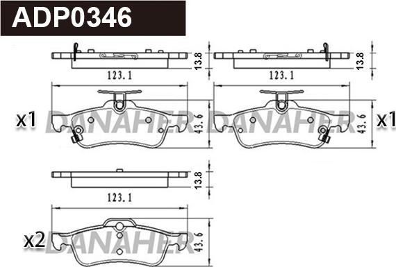 Danaher ADP0346 - Kit pastiglie freno, Freno a disco autozon.pro