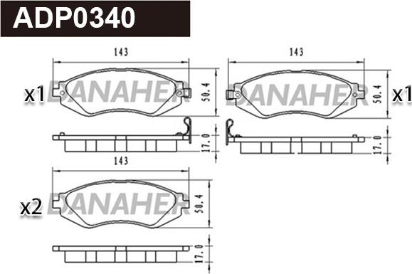 Danaher ADP0340 - Kit pastiglie freno, Freno a disco autozon.pro