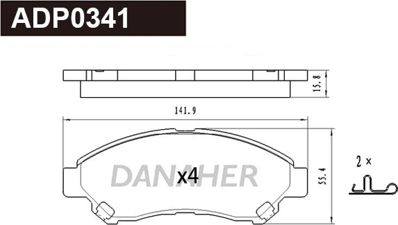 Danaher ADP0341 - Kit pastiglie freno, Freno a disco autozon.pro