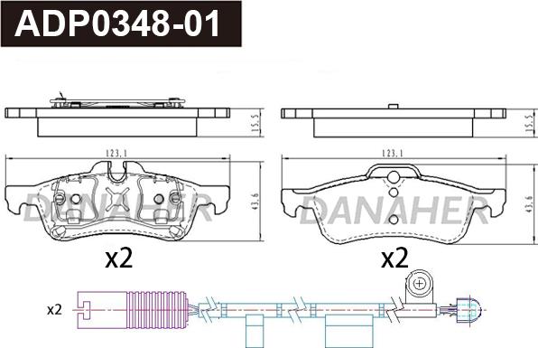 Danaher ADP0348-01 - Kit pastiglie freno, Freno a disco autozon.pro