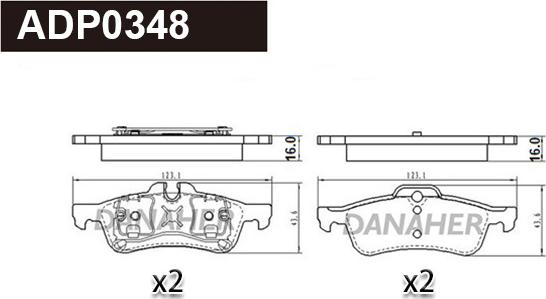 Danaher ADP0348 - Kit pastiglie freno, Freno a disco autozon.pro