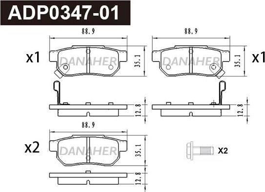 Danaher ADP0347-01 - Kit pastiglie freno, Freno a disco autozon.pro