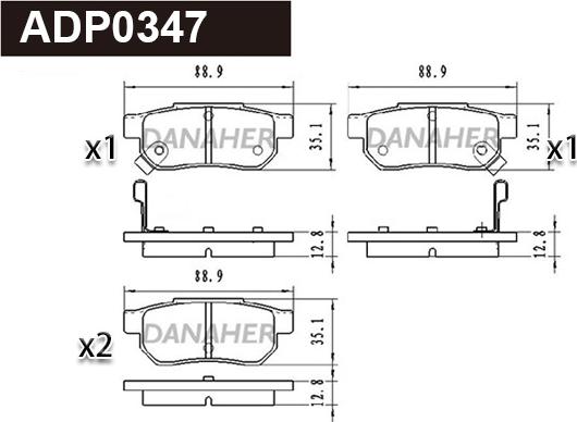 Danaher ADP0347 - Kit pastiglie freno, Freno a disco autozon.pro