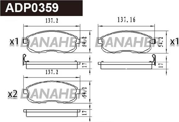 Danaher ADP0359 - Kit pastiglie freno, Freno a disco autozon.pro