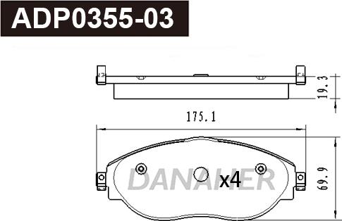 Danaher ADP0355-03 - Kit pastiglie freno, Freno a disco autozon.pro