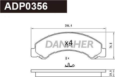 Danaher ADP0356 - Kit pastiglie freno, Freno a disco autozon.pro