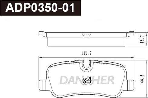 Danaher ADP0350-01 - Kit pastiglie freno, Freno a disco autozon.pro