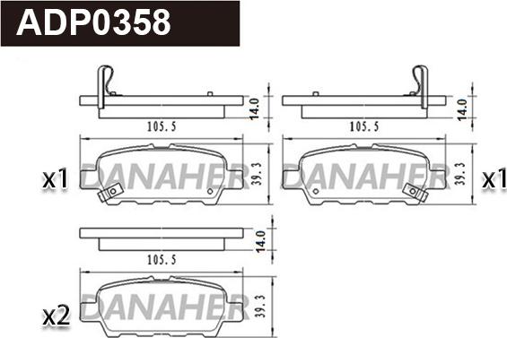 Danaher ADP0358 - Kit pastiglie freno, Freno a disco autozon.pro