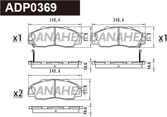 Danaher ADP0369 - Kit pastiglie freno, Freno a disco autozon.pro