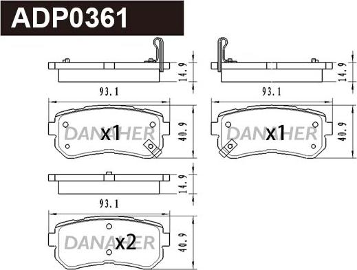 Danaher ADP0361 - Kit pastiglie freno, Freno a disco autozon.pro