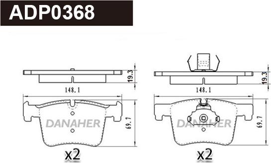 Danaher ADP0368 - Kit pastiglie freno, Freno a disco autozon.pro