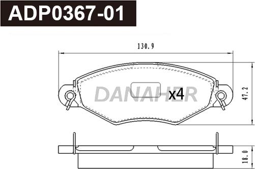 Danaher ADP0367-01 - Kit pastiglie freno, Freno a disco autozon.pro