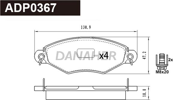 Danaher ADP0367 - Kit pastiglie freno, Freno a disco autozon.pro