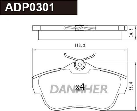 Danaher ADP0301 - Kit pastiglie freno, Freno a disco autozon.pro