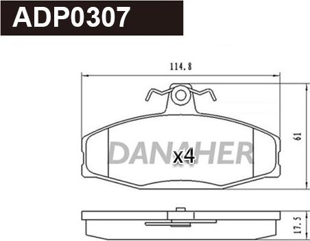 Danaher ADP0307 - Kit pastiglie freno, Freno a disco autozon.pro