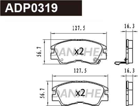 Danaher ADP0319 - Kit pastiglie freno, Freno a disco autozon.pro