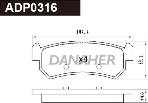 Danaher ADP0316 - Kit pastiglie freno, Freno a disco autozon.pro