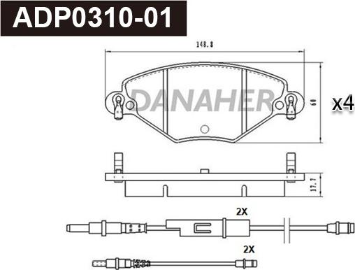 Danaher ADP0310-01 - Kit pastiglie freno, Freno a disco autozon.pro