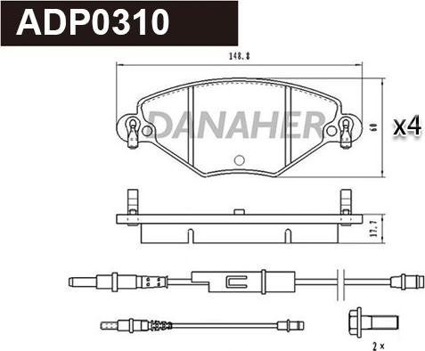 Danaher ADP0310 - Kit pastiglie freno, Freno a disco autozon.pro