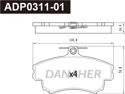 Danaher ADP0311-01 - Kit pastiglie freno, Freno a disco autozon.pro