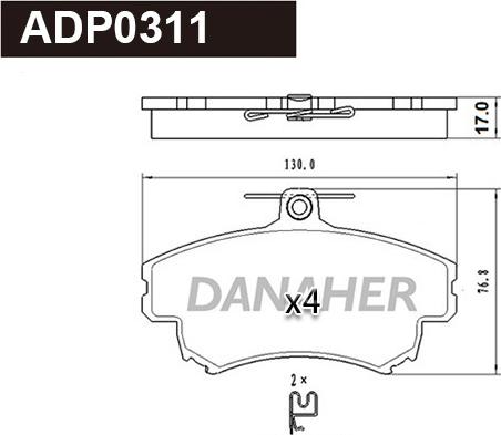 Danaher ADP0311 - Kit pastiglie freno, Freno a disco autozon.pro