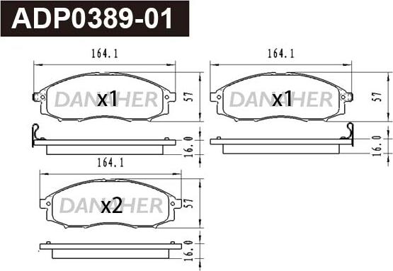 Danaher ADP0389-01 - Kit pastiglie freno, Freno a disco autozon.pro