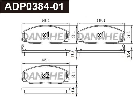 Danaher ADP0384-01 - Kit pastiglie freno, Freno a disco autozon.pro