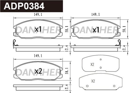 Danaher ADP0384 - Kit pastiglie freno, Freno a disco autozon.pro