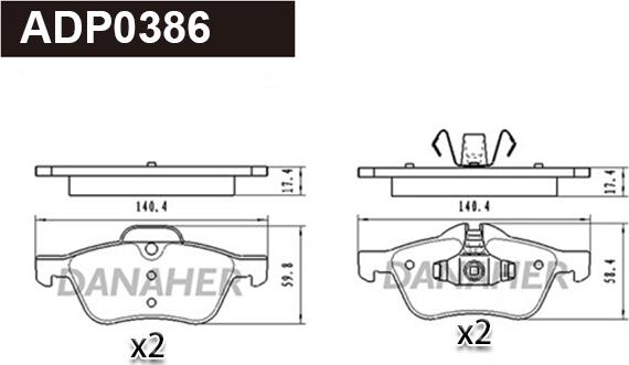 Danaher ADP0386 - Kit pastiglie freno, Freno a disco autozon.pro