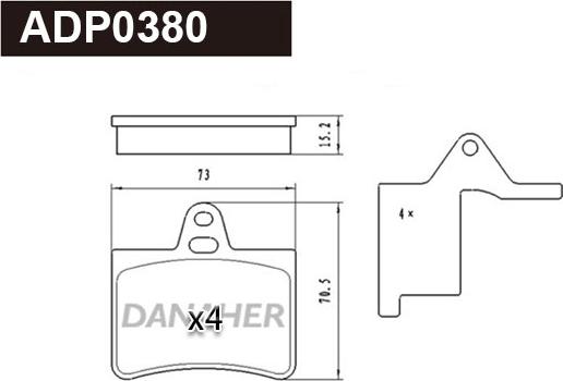 Danaher ADP0380 - Kit pastiglie freno, Freno a disco autozon.pro