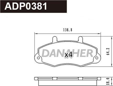 Danaher ADP0381 - Kit pastiglie freno, Freno a disco autozon.pro