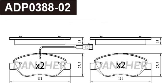 Danaher ADP0388-02 - Kit pastiglie freno, Freno a disco autozon.pro