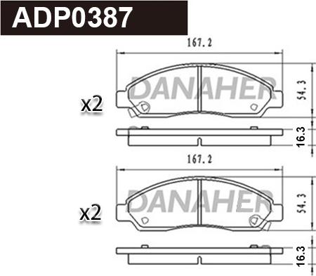 Danaher ADP0387 - Kit pastiglie freno, Freno a disco autozon.pro