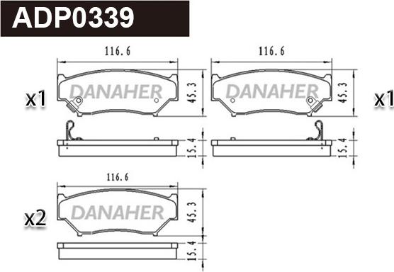 Danaher ADP0339 - Kit pastiglie freno, Freno a disco autozon.pro