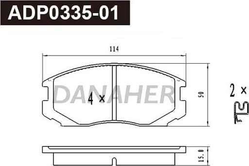 Danaher ADP0335-01 - Kit pastiglie freno, Freno a disco autozon.pro