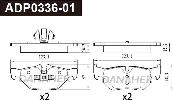 Danaher ADP0336-01 - Kit pastiglie freno, Freno a disco autozon.pro