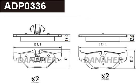 Danaher ADP0336 - Kit pastiglie freno, Freno a disco autozon.pro