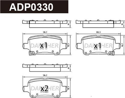 Danaher ADP0330 - Kit pastiglie freno, Freno a disco autozon.pro