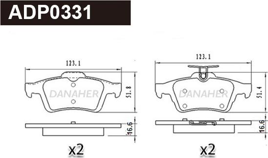 Danaher ADP0331 - Kit pastiglie freno, Freno a disco autozon.pro