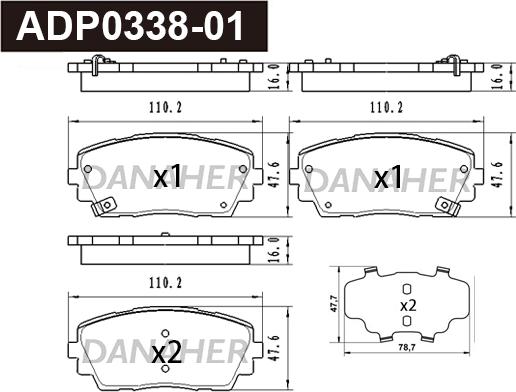 Danaher ADP0338-01 - Kit pastiglie freno, Freno a disco autozon.pro