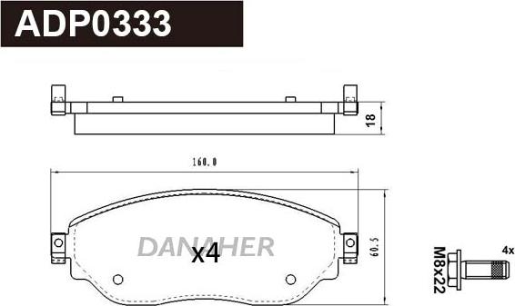 Danaher ADP0333 - Kit pastiglie freno, Freno a disco autozon.pro