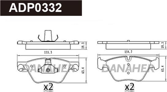 Danaher ADP0332 - Kit pastiglie freno, Freno a disco autozon.pro